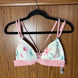 PINK Victoria's Secret Bralette Womens Medium Pink Floral Strappy Wireless
